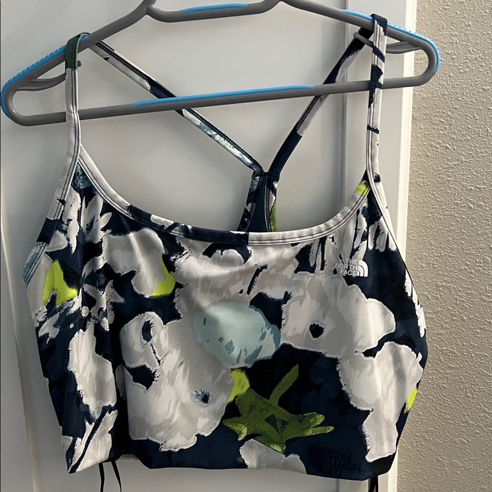 The North Face Floral Print Strappy Crop Top - Black, White, Green
